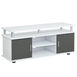 Rackhams TV Cabinet Stand Entertainment Center Media Console Storage Grey, White - thumbnail 2
