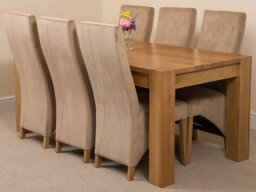 Rackhams Kuba Large Oak Dining Table with Lola Fabric Chairs - 8 chairs - Black - thumbnail 4