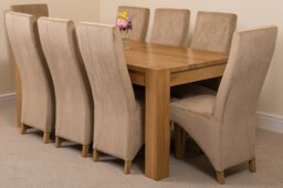 Rackhams Kuba Large Oak Dining Table with Lola Fabric Chairs - 8 chairs - Black - thumbnail 5