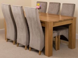Rackhams Kuba Large Oak Dining Table with Lola Fabric Chairs - 8 chairs - Black - thumbnail 6