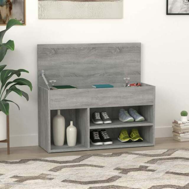 Rackhams Shoe Bench Grey Sonoma 80x30x45 cm Engineered Wood