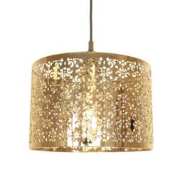 Rackhams Marrakech Designed Shiny Gold Metal Pendant Light Shade with Floral Decoration