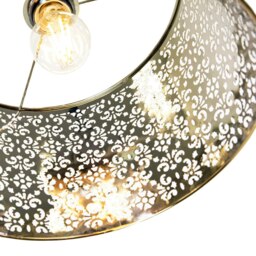 Rackhams Marrakech Designed Shiny Gold Metal Pendant Light Shade with Floral Decoration - thumbnail 4