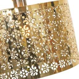 Rackhams Marrakech Designed Shiny Gold Metal Pendant Light Shade with Floral Decoration - thumbnail 3