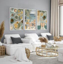 Rackhams Extra Large Pictures For Living Room - Set of 3 Italian Lifestyle Wall art Prints - 20 x 30 in / 50 x 76 cm - Satin Photo paper 280 gsm - Black Frame - thumbnail 2