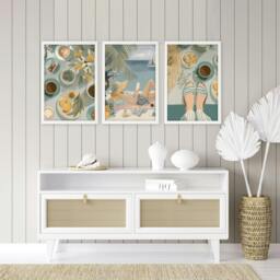 Rackhams Extra Large Pictures For Living Room - Set of 3 Italian Lifestyle Wall art Prints - 20 x 30 in / 50 x 76 cm - Satin Photo paper 280 gsm - Black Frame - thumbnail 4