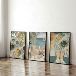 Rackhams Extra Large Pictures For Living Room - Set of 3 Italian Lifestyle Wall art Prints - 20 x 30 in / 50 x 76 cm - Satin Photo paper 280 gsm - Black Frame - thumbnail 3