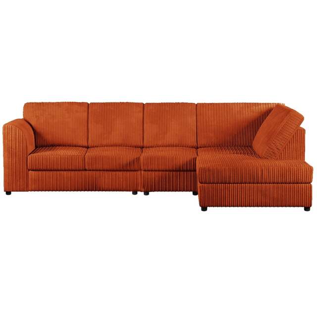 Rackhams Luxor Full Cord Fabric 5 Seater Corner Sofa Full Back - Orange - Right Hand Facing - image 1