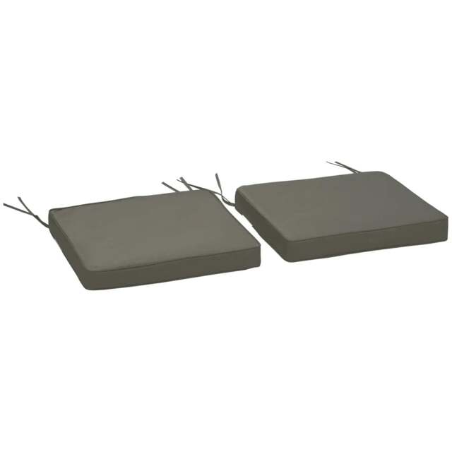 Rackhams Set of 2 Garden Chair Cushions with Ties, 45 x 45 cm Replacement Cushions for Outdoor Furniture, Dark Grey - image 1