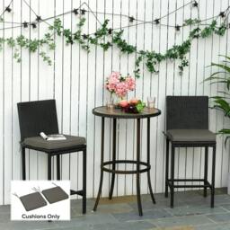 Rackhams Set of 2 Garden Chair Cushions with Ties, 45 x 45 cm Replacement Cushions for Outdoor Furniture, Dark Grey - thumbnail 2