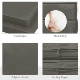 Rackhams Set of 2 Garden Chair Cushions with Ties, 45 x 45 cm Replacement Cushions for Outdoor Furniture, Dark Grey - thumbnail 4