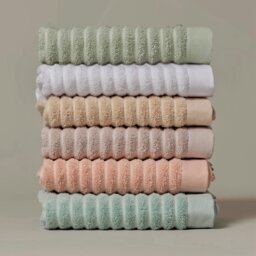 Rackhams Ribbed Organic Cotton Towels - Bath Sheet - Natural - thumbnail 3