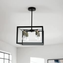 Rackhams Sully 4 Light Matt Black Semi Flush Ceiling Light - thumbnail 1