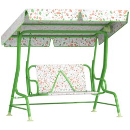 Rackhams Kids Garden Swing Chair, Swing Seat with Adjustable Canopy, Green - thumbnail 2
