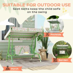 Rackhams Kids Garden Swing Chair, Swing Seat with Adjustable Canopy, Green - thumbnail 5