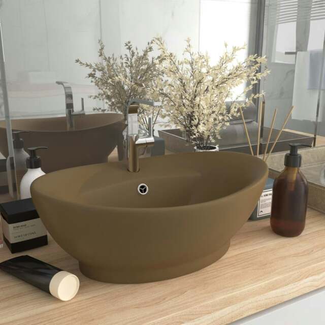 Rackhams Luxury Basin Overflow Oval Matt Cream 58.5x39 cm Ceramic
