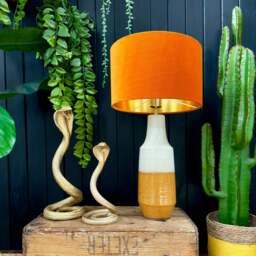 "Rackhams Rust Velvet Lampshade With Gold Lining - 60cm Diameter x 30cm Height / (24"" x 12"")" - thumbnail 2
