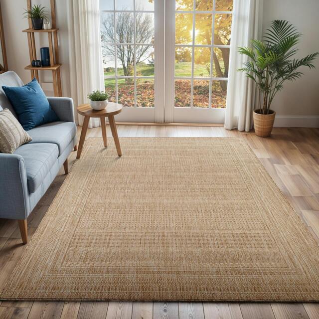 Rackhams Tuareg-Global Beige Brown Ivory Graphic In- & Outdoor Jute-Look Rug - 200 x 275 cm - image 1