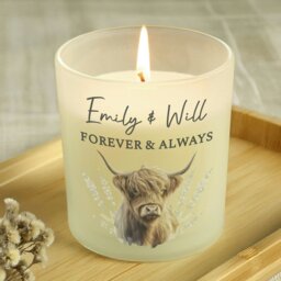 Rackhams Personalised Highland Cow Frosted Glass Candle - thumbnail 2