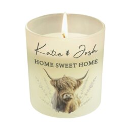 Rackhams Personalised Highland Cow Frosted Glass Candle - thumbnail 1