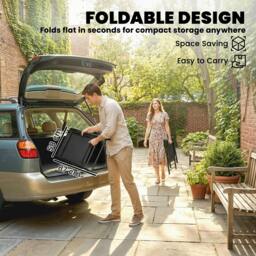Rackhams Folding Garden Chairs Set with High Back, Armrests - Black - 2 - thumbnail 6