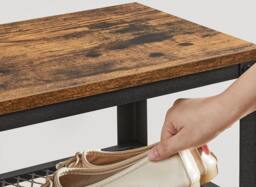 Rackhams Industrial Style Shoe Bench with 2 Shelves and Steel Structure - thumbnail 4