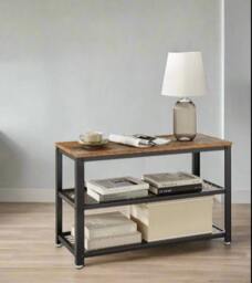 Rackhams Industrial Style Shoe Bench with 2 Shelves and Steel Structure - thumbnail 2