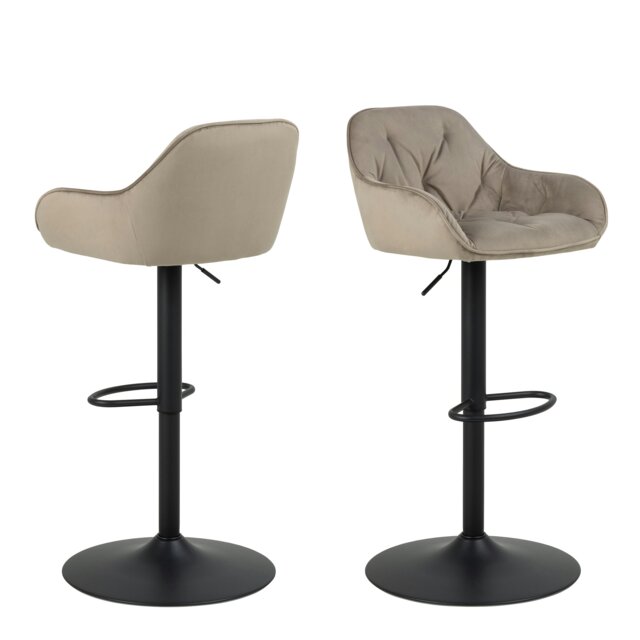 Rackhams Brooke Swivel Bar Stool with Height Adjustable Function in Beige Set of 2 - 1 - image 1