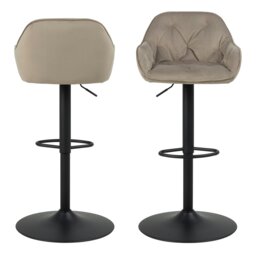 Rackhams Brooke Swivel Bar Stool with Height Adjustable Function in Beige Set of 2 - 1 - thumbnail 2