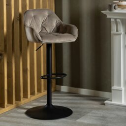 Rackhams Brooke Swivel Bar Stool with Height Adjustable Function in Beige Set of 2 - 1 - thumbnail 4