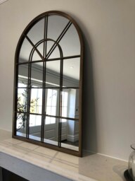 Rackhams Kelford Arched Metal Window Mirror Bronze - 60cm x 90cm - Bronze - thumbnail 5