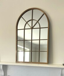 Rackhams Kelford Arched Metal Window Mirror Bronze - 60cm x 90cm - Bronze - thumbnail 3