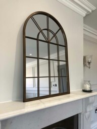 Rackhams Kelford Arched Metal Window Mirror Bronze - 60cm x 90cm - Bronze - thumbnail 4