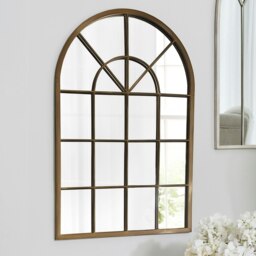 Rackhams Kelford Arched Metal Window Mirror Bronze - 60cm x 90cm - Bronze
