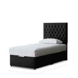 Rackhams Seraphine Divan Bed with Upholstered Headboard - Two Drawers - Black - Single - thumbnail 2
