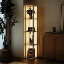 Rackhams Floor Lamp for Living Room, Standing Lamp with Foot Switch, - Oak