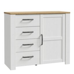 Rackhams Bohol 1 Door 4 Drawer Chest in Riviera Oak/White - Oak & White - Matt - Melamine - thumbnail 1
