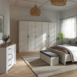 Rackhams Bohol 1 Door 4 Drawer Chest in Riviera Oak/White - Oak & White - Matt - Melamine - thumbnail 5