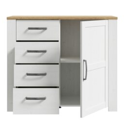 Rackhams Bohol 1 Door 4 Drawer Chest in Riviera Oak/White - Oak & White - Matt - Melamine - thumbnail 4