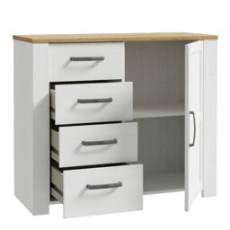 Rackhams Bohol 1 Door 4 Drawer Chest in Riviera Oak/White - Oak & White - Matt - Melamine - thumbnail 3