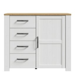 Rackhams Bohol 1 Door 4 Drawer Chest in Riviera Oak/White - Oak & White - Matt - Melamine - thumbnail 2