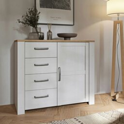 Rackhams Bohol 1 Door 4 Drawer Chest in Riviera Oak/White - Oak & White - Matt - Melamine - thumbnail 6