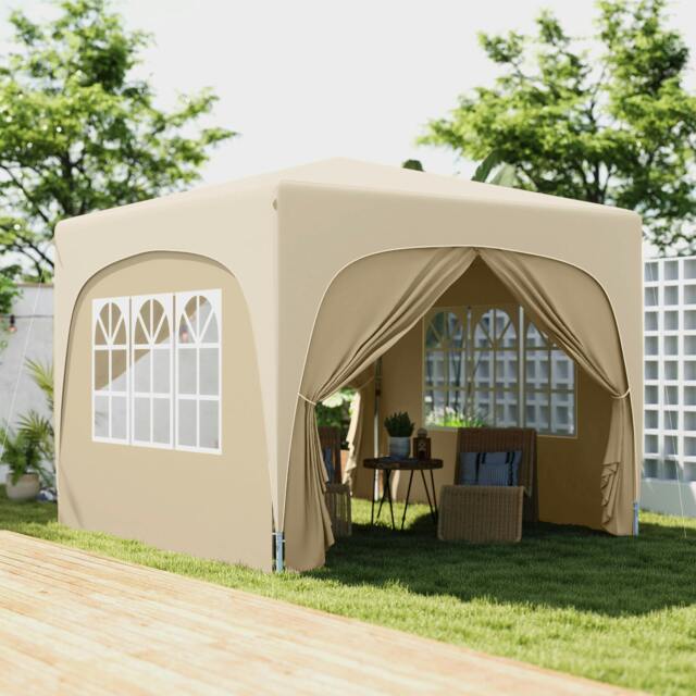 Rackhams 3 x 3(m) UPF50+ Pop Up Gazebo with Sides and Carry Bag, Black - Sand - image 1