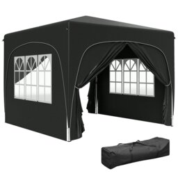 Rackhams 3 x 3(m) UPF50+ Pop Up Gazebo with Sides and Carry Bag, Black - Sand - thumbnail 3