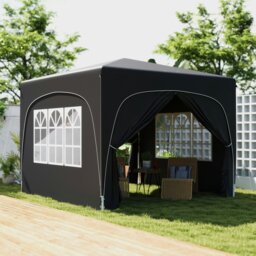 Rackhams 3 x 3(m) UPF50+ Pop Up Gazebo with Sides and Carry Bag, Black - Sand - thumbnail 2