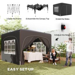 Rackhams 3 x 3(m) UPF50+ Pop Up Gazebo with Sides and Carry Bag, Black - Sand - thumbnail 4