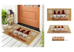Rackhams 15mm Coir Doormat Non-Slip PVC Back - Gnome Xmas 40x80cm