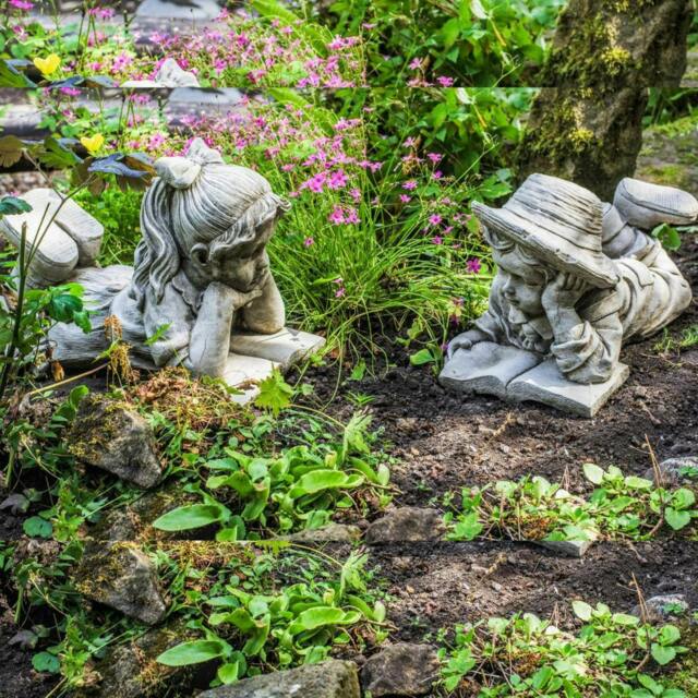 Rackhams Large Reading Boy and Girl Garden Ornament - image 1