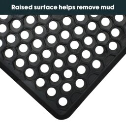 Rackhams Honeycomb Outdoor Rubber Ring Entrance Floor Door Mat 40x60cm, Black - thumbnail 6