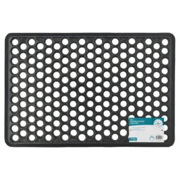 Rackhams Honeycomb Outdoor Rubber Ring Entrance Floor Door Mat 40x60cm, Black - thumbnail 1
